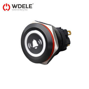 مفتاح زر LED بنمط مخصص WD22mm ، زر جرس باب IP67 لحظية من الألومينا السوداء ، مادة معدنية ، 24 فولت كحد أقصى. - Product Image 1