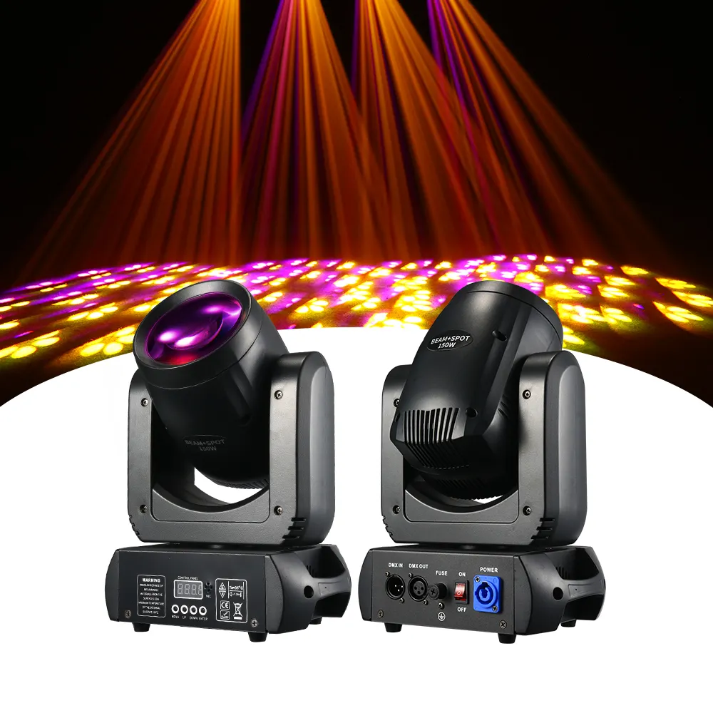 Cabezal Movil LED Beam 150W Mini Luces Roboticas Dj 18 Prism Spot Party Disco Stage Lights DMX Luz con cabezal móvil