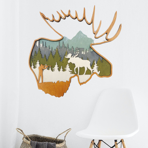 Maison ferme maison décoration <span class=keywords><strong>bois</strong></span> sculpté élan creux sculpture <span class=keywords><strong>bois</strong></span> forêt chasse orignal mur suspendu Art <span class=keywords><strong>bois</strong></span> sculpté tête de cerf artisanat - Product Image 1