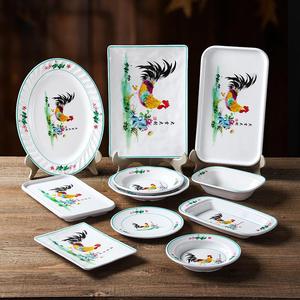 Platos de melamina Xiangyuan para restaurantes y hoteles comerciales, platos para acompañamientos, imitación de porcelana con diseño de gallo de la suerte. - Product Image 1