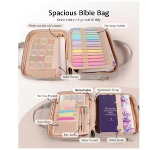 Sac fourre-tout de luxe pour femme avec bandoulière, léger et portable, design simple, en polyester, pour Bible, motif personnalisé, logo gaufré, fermeture éclair - Product Image 1