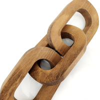 Ferme 3 maillons en bois chaîne lien décor sculpté à la main en bois noeud lien chaîne pour Table basse entrée moderne rustique étagère décor