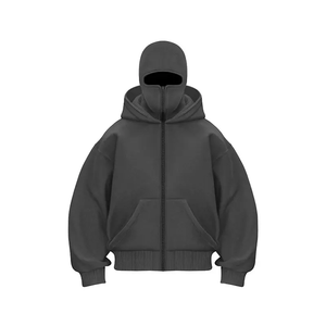 Felpe da <span class=keywords><strong>Uomo</strong></span> Pesanti Oversize Personalizzate con <span class=keywords><strong>Zip</strong></span> e Spalle Scivolate che Coprono il Volto - Product Image 1