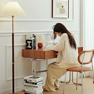 Solid Wood <b>Desk</b> Nordic Minimalist Style 110x55x75 Cm With Drawer For Bedroom Office Writing Table - Product Image 1