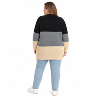 Haut en tricot pour femme avec logo personnalisé, tricoté à grosses mailles, manches longues, col rond, color block, décontracté, hiver, automne, polyester, usine OEM & ODM