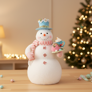 أفضل مبيعات زينة عيد الميلاد الصغيرة اللطيفة على شكل رجل ثلج وردي اللون للطاولة - Product Image 1