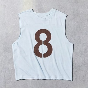 Camiseta sin Mangas para Hombre con Estampado del Número 8, Cuello Redondo, Informal, de Algodón, Transpirable, Corte Regular - Product Image 3