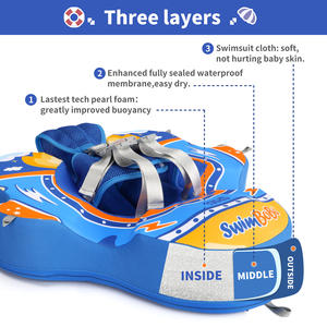 Flotador De Natación Para Bebé Swimbobo Azul De PVC Sin Inflar Con Asiento Y Toldo Para Piscina De Verano - Product Image 6