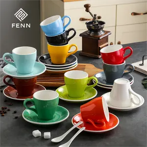 Italienische Keramik und Porzellan Cappuccino Espresso Kaffee Tasse Untertasse-Set glasierte dicke Wand Latte-Tasse in verschiedenen Größen verfügbar