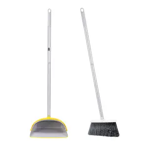 भारी शुल्क उद्यान सफाई लंबी संभाल के साथ कोण मंजिल ब्रश और dustpan झाड़ू Dustpan सेट