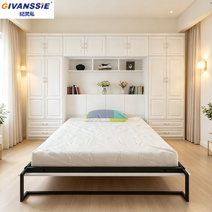 Modern Gömme Panel Melamin Yer Tasarruflu Katlanabilir Demir Takviyeli Modüler Tasarım Dönüştürülebilir Çelik Çerçeve Yapılı Murphy Yatak - Product Image 1