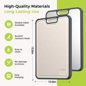 Tabla de Cortar Antimicrobiana de Titanio y Paja de Trigo de Doble Cara, Apta para Lavavajillas, Multifuncional para Cocina - Product Image 3