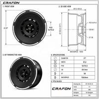 Jantes de voiture pour passagers CF 5x139.7 64.1 adaptées aux Rivian R1T R1S, forgées, brossées noires, pleine face, ODM
