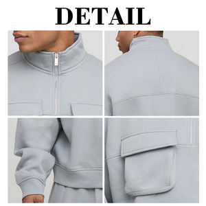 กางเกงคาร์โก้ซิปหน้าผ่าครึ่งตัวสำหรับผู้ชายขายส่ง KIingSen พร้อมเสื้อฮู้ดผ้าฟลีซหนานุ่มระบายอากาศได้ดี 480 กรัม สไตล์สตรีทแวร์แบบต่อผ้า - Product Image 6