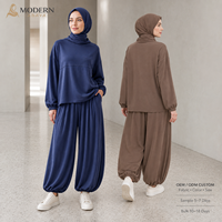 Ensemble deux pièces en maille Air Layer, pull à col montant et pantalon jogger ballon, streetwear décontracté OEM ODM