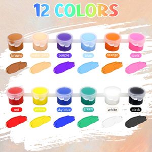 Peinture acrylique pour enfants en gros, non toxique, bon marché, mini 3 ml, 12 couleurs, pot <span class=keywords><strong>à</strong></span> bande, séchage rapide, soluble dans l'eau - Product Image 2
