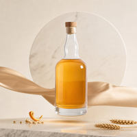 Bouteilles de liqueur en verre transparent personnalisées de 500 ml et 750 ml avec bouchon à vis et fond plat pour rhum, vodka, whisky et brandy