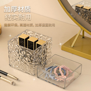 Transparent Desktop Storage Box With Lid Pet Material Dustproof <b>Makeup</b> Organizer For Sundries And Hair Accessories - Product Image 4