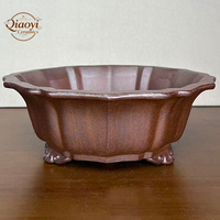Pot à bonsaï en argile violette de grande taille, poterie grossière, design irrégulier rétro, fait à la main, écologique, durable, capacité de 2 L, pour la maison
