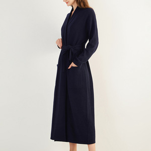 Long Sleeve Deep Wraps 100% Cashmere <strong>Cotton</strong> Wool Robes Dressing Gown Sexy Sweater Cardigan <strong>Bathrobe</strong> for Women - Product Image 4