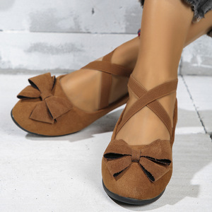 Zapatos Planos de Ante con Plataforma para Mujer, Estilo Europeo y Americano, con Lazo y Tiras Cruzadas, Venta al Por Mayor - Product Image 2