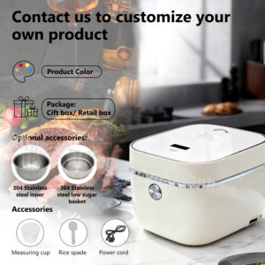 Cuisinière à <span class=keywords><strong>riz</strong></span> électrique à faible teneur en sucre de 220 V, capacité de 5 L, grand panneau tactile, avec cuve intérieure en acier inoxydable 304 - Product Image 2