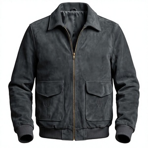 OEM Custom <b>Men</b> Spring <b>Suede</b> Puffer <b>Jacket</b> Streetwear Vintage Windproof Hooded Warm Quilted Thick Leather Outerwear Coat - Product Image 1