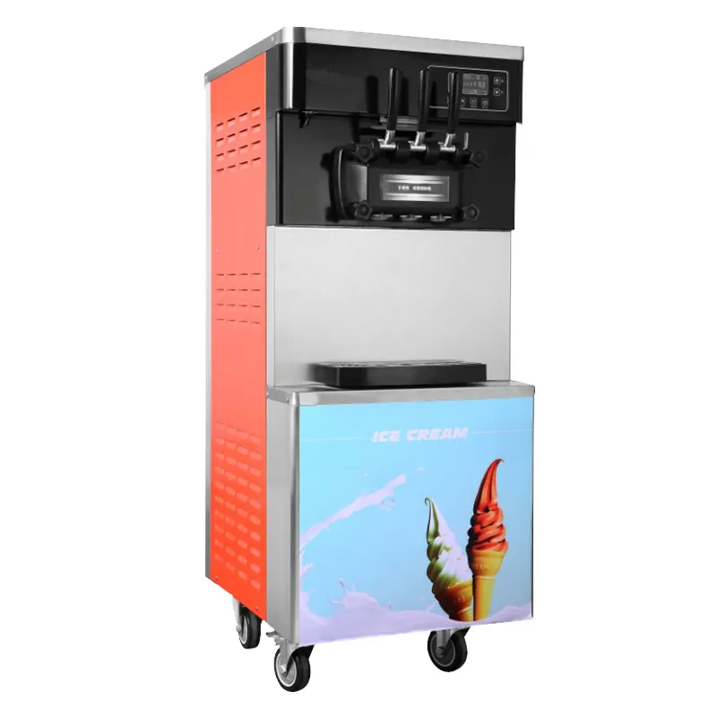 Máquina de sorvete comercial automática de 3 sabores, máquina de sorvete comercial de sorvete macio para venda comercial
