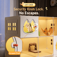Maison pour animaux de compagnie en plastique solide pliable à trois niveaux, armoire pour chat, lit d'intérieur, villa, cage, très grande, avec toilette intégrée