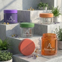 Impression d'étiquettes personnalisées pour pots en verre hermétiques et anti-odeur de 3,5g, 7g, 1oz, 2oz, 4oz, résistants aux enfants, avec couvercle, pour fleurs séchées