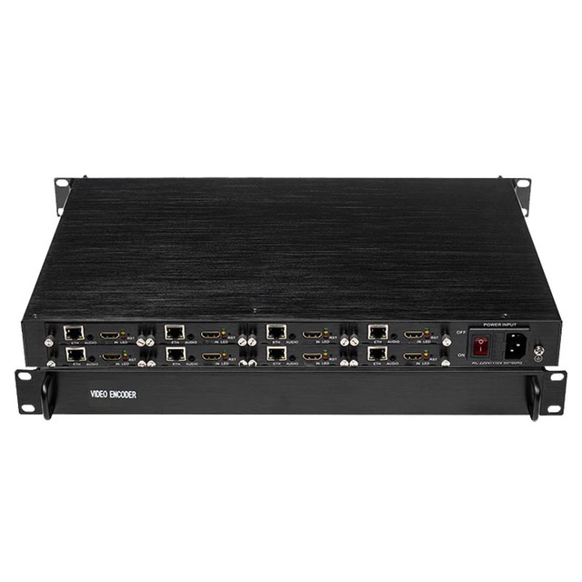 8-Channel Full HD IP Video Encoder Cable 1U Rack H265 H264 for IPTV Live Radio TV Broadcasting Equipment
