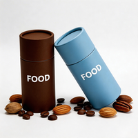 Tube en papier kraft imprimé avec logo personnalisé et base à poussoir pour emballage cadeau de café, noix, snacks – Vente en gros, haute qualité