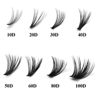 Cils en grappe, aspect naturel, courbure C, PRO, réutilisables, 21 grappes, faux cils effilés