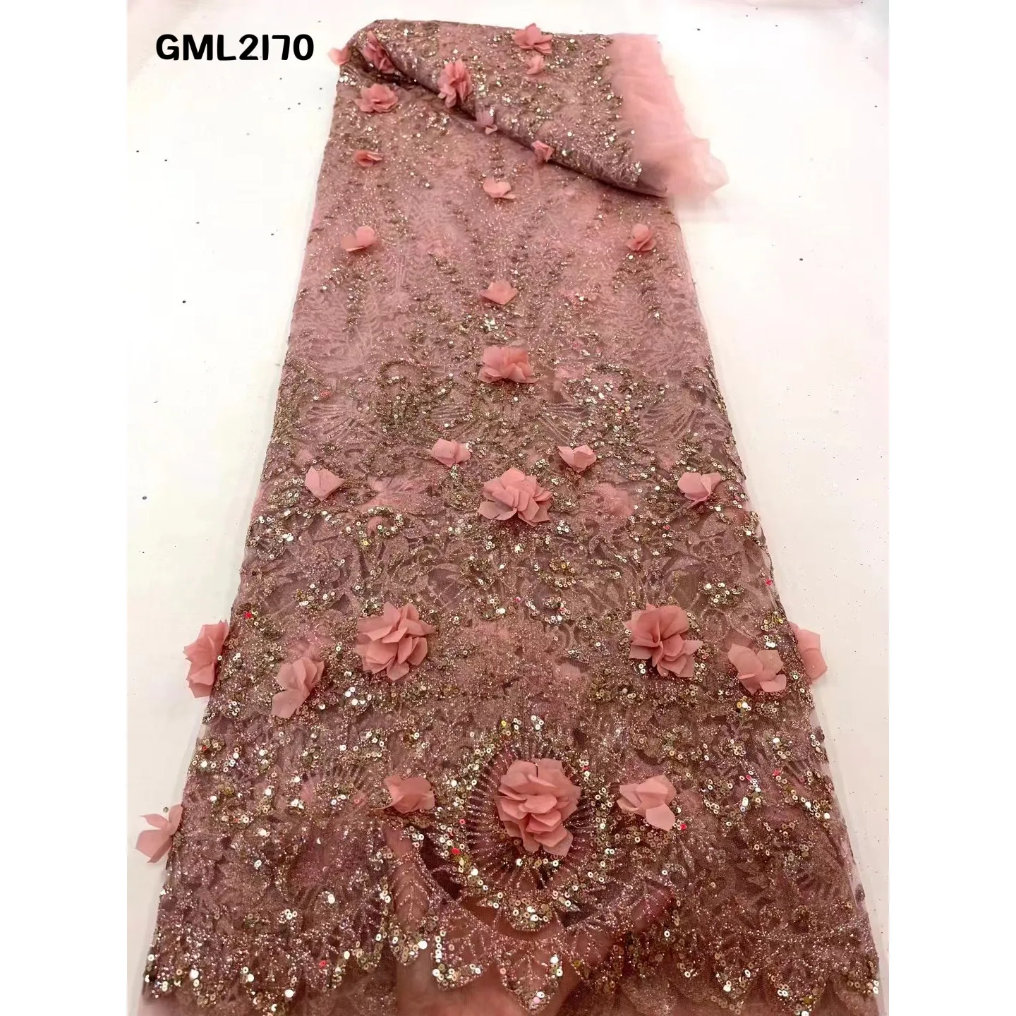 Saree com acabamento floral, tule de veludo rosa com renda 3d