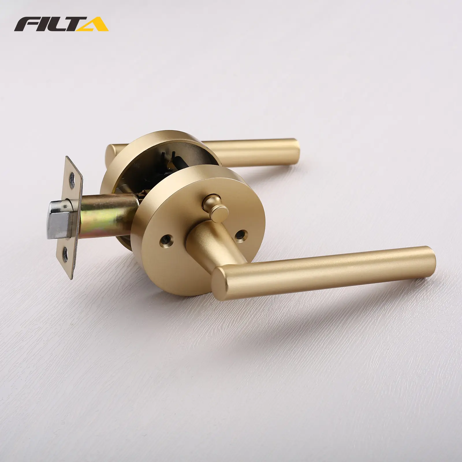 Luxurious Modern Black and Brass Privacy Passage Door Lock Handle for American Homes