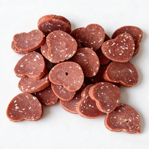 ขนมสัตว์เลี้ยงรูปหัวใจรสเป็ดและปลาค็อด OEM ย่อยง่าย รสชาติสองเท่า สำหรับสุนัขทุกสายพันธุ์ ไม่มีสีสังเคราะห์ 100 กรัม - Product Image 1