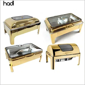 Ristorante vendita calda nozze d'oro in acciaio inox scaldo piatto buffet finestra di vetro 8qt full size hotpot bufetera 9 litros