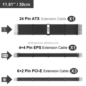 Custom de fábrica ATX GTX 18AWG 24Pin 4 + 4Pin/6 + 2Pin Cables con funda PSU <span class=keywords><strong>Cable</strong></span> <span class=keywords><strong>Extension</strong></span> <span class=keywords><strong>PC</strong></span> <span class=keywords><strong>Kit</strong></span> exclusivamente para caja de <span class=keywords><strong>PC</strong></span> - Product Image 2
