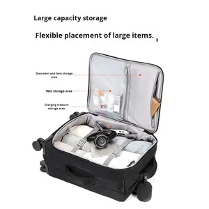 <span class=keywords><strong>Valise</strong></span> cabine <span class=keywords><strong>ultra</strong></span>-légère Oxford 20 pouces pour femme 2024 avec interface USB, cadenas, bagage de voyage de loisirs, <span class=keywords><strong>valise</strong></span> à roulettes - Product Image 3