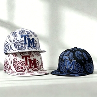 Gorra de Béisbol Casual con Visera Plana y Bordado Paisley de Moda LA, 100% Poliéster