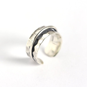 Bague en argent sterling 925 de style baroque, irrégulière, martelée, en forme de <span class=keywords><strong>satellite</strong></span>, pour la mode et les bijoux raffinés - Product Image 3
