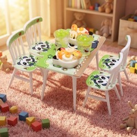 Ensemble de table et chaises miniatures mignonnes en forme de panda, scène de maison de poupée de dessin animé, mini-meubles, jouet de jeu d'imitation, décoration de chambre, cadeau pour enfants