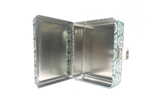 Boîte rectangulaire en fer blanc personnalisée avec boucle, boîte en fer blanc recyclable de qualité alimentaire hermétique, pour thé et bonbons, gaufrée - Product Image 2