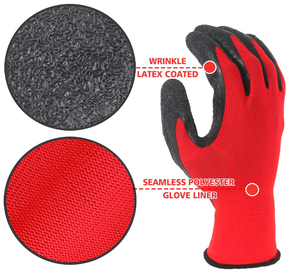Wholesale Factory 13G Red Polyester <strong>Glove</strong> with Crinkle <strong>Latex</strong> Coated <strong>Glove</strong> Guantes Recubiertos En <strong>Latex</strong> Safety Work <strong>Glove</strong> - Product Image 2