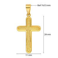 Colgante de Cruz Cristiana de Oro de 14K, Grande, Redondeado, Hecho a Mano, Pulido, Amarillo, Unisex, Sin Níquel, Sin Plomo, Elegante Regalo