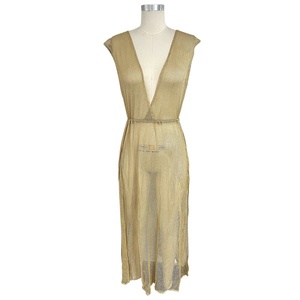 Costume da bagno in rete copri costume da bagno con scollo a v profondo costume da bagno da spiaggia BEIGE rosso da donna - Product Image 5
