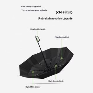 Paraguas Plegable Automático de Tres Pliegues con Revestimiento Negro, 10 Varillas, Diseño Moderno, Parche Engrosado, Sin Memoria - Product Image 4