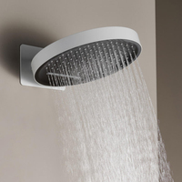 Ensemble de douche mural thermostatique en laiton poli à poignée unique, avec pommeau de douche à effet pluie et cartouche céramique, pour hôtels et villas