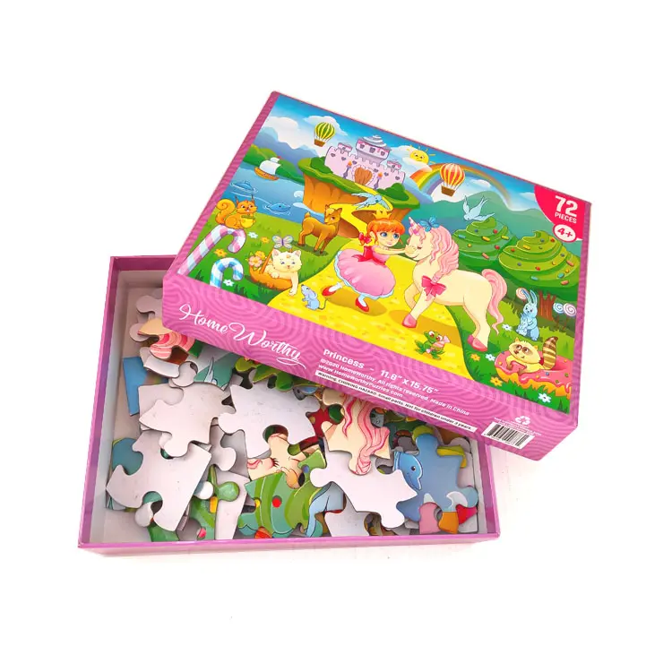 사용자 정의 어린이 만화 공주 동물 유니콘 어린이 종이 직소 퍼즐