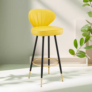 Chaise de <span class=keywords><strong>bar</strong></span> en métal de luxe style nordique, tabouret haut avec dossier pour la maison, chaise d'îlot moderne pour cuisine et restaurant - Product Image 5